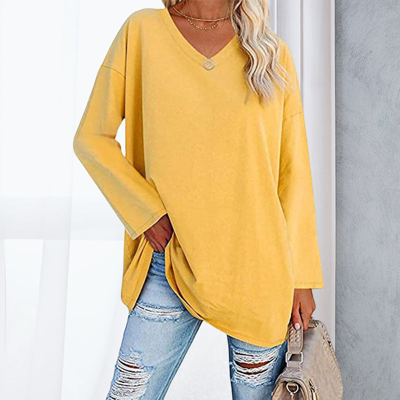 Drop Sleeve Bluse med V-udskæring