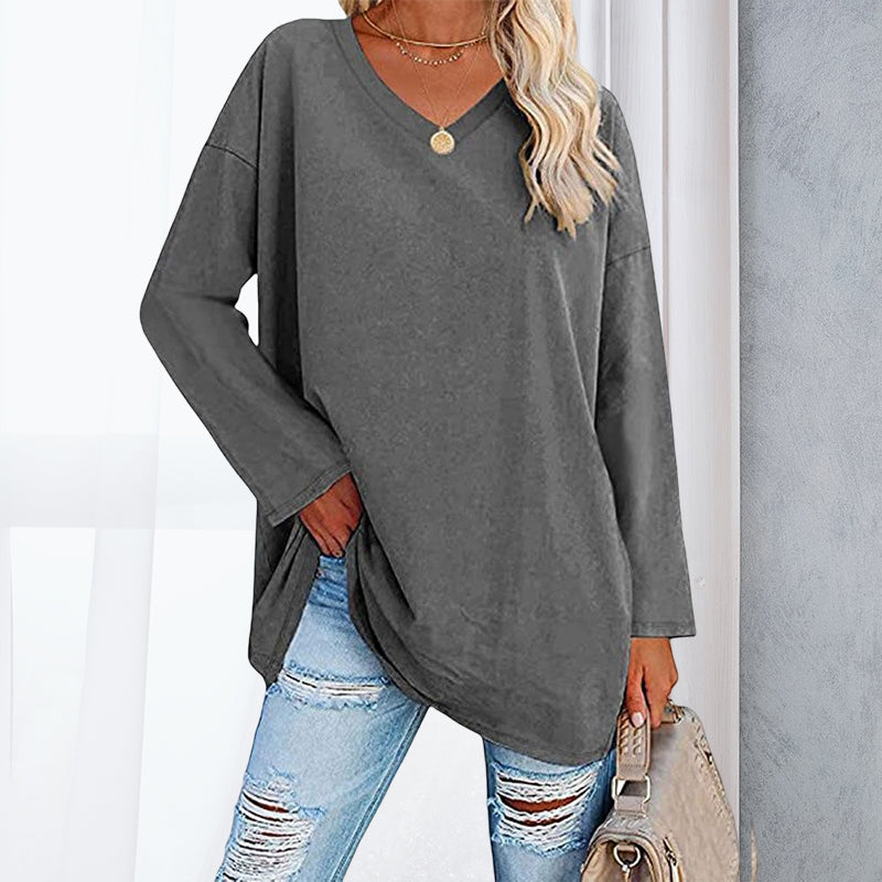 Drop Sleeve Bluse med V-udskæring