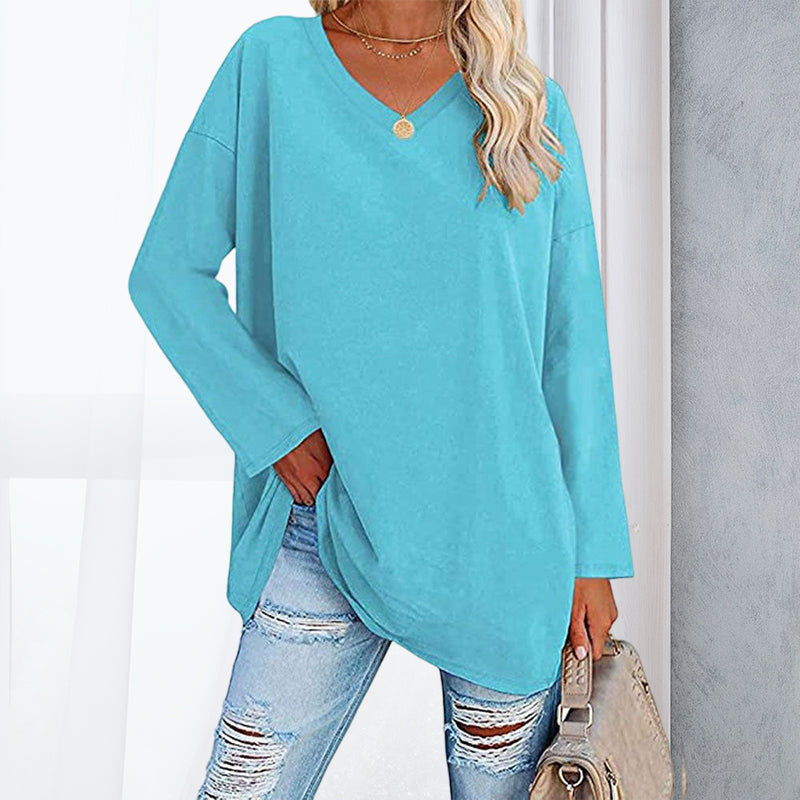 Drop Sleeve Bluse med V-udskæring