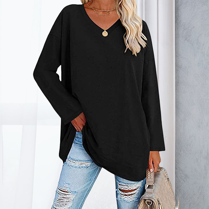 Drop Sleeve Bluse med V-udskæring