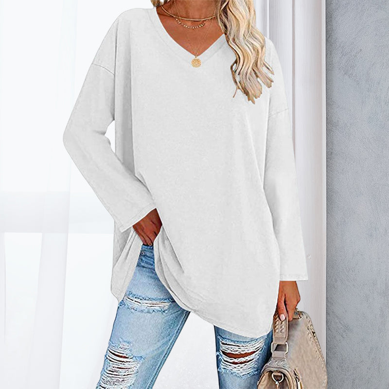 Drop Sleeve Bluse med V-udskæring