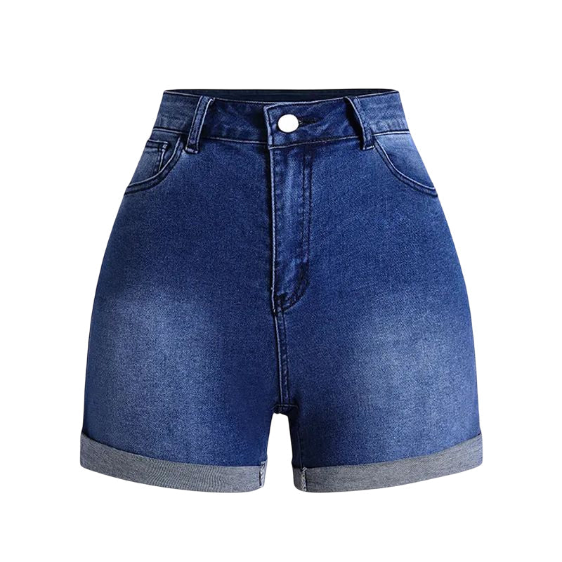 Roll Hem Højtaljede denimshorts