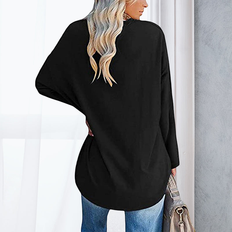 Drop Sleeve Bluse med V-udskæring