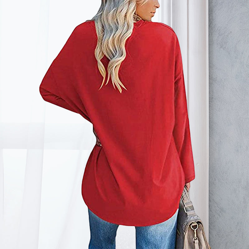 Drop Sleeve Bluse med V-udskæring