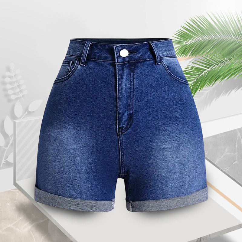 Roll Hem Højtaljede denimshorts