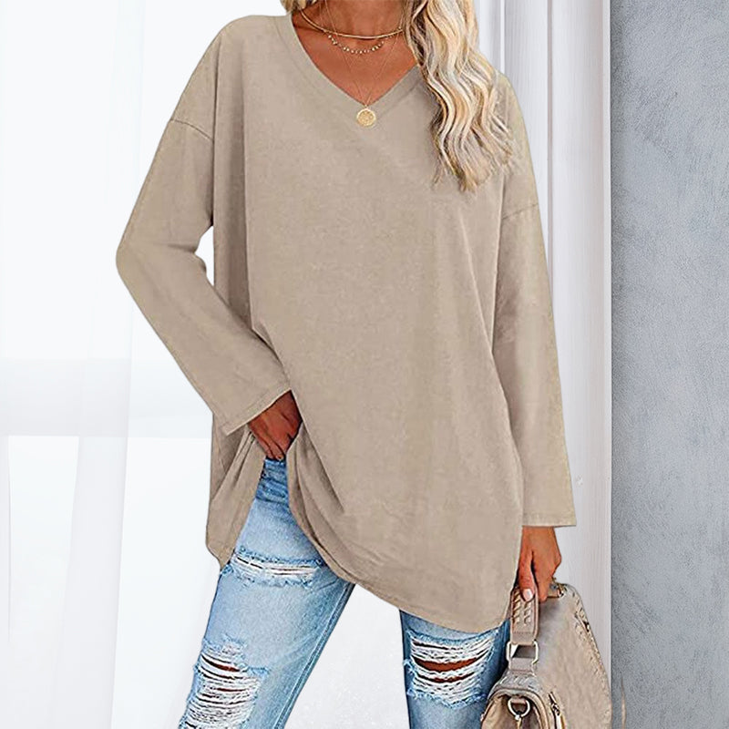 Drop Sleeve Bluse med V-udskæring