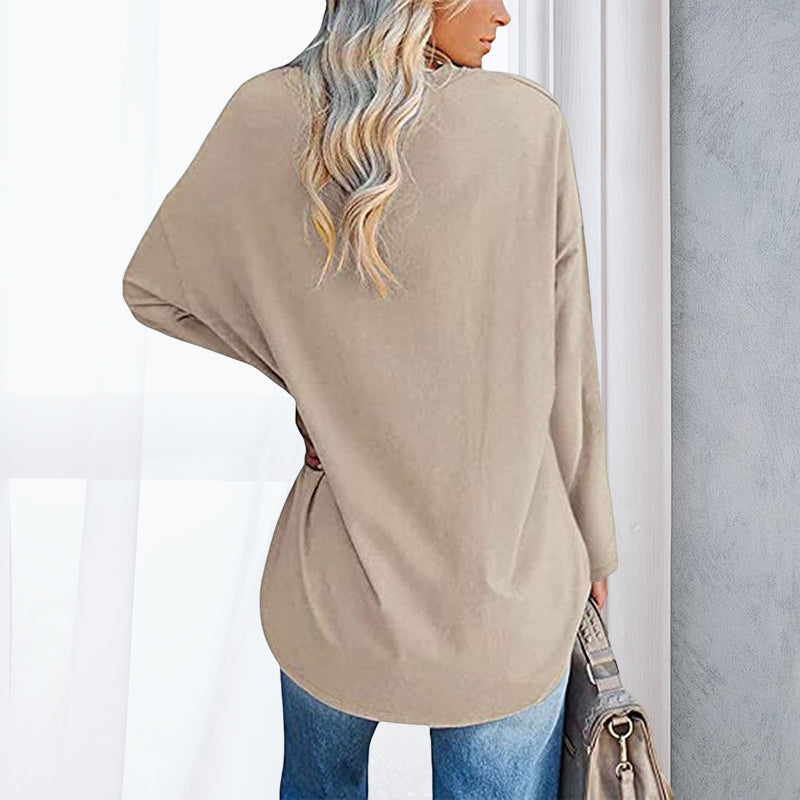 Drop Sleeve Bluse med V-udskæring