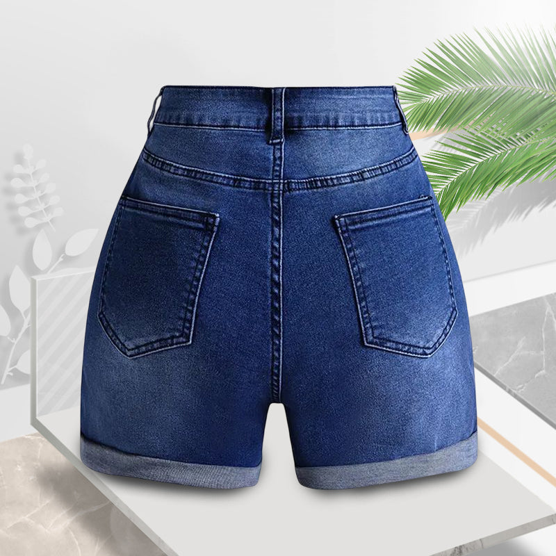 Roll Hem Højtaljede denimshorts