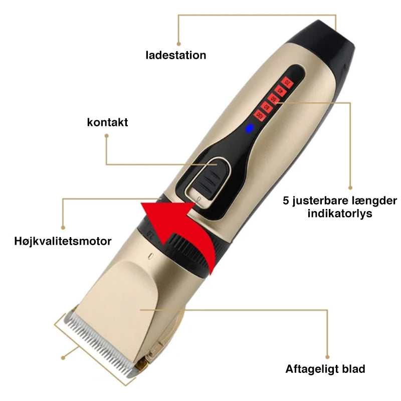 Professionelt dyrehårtrimmersæt