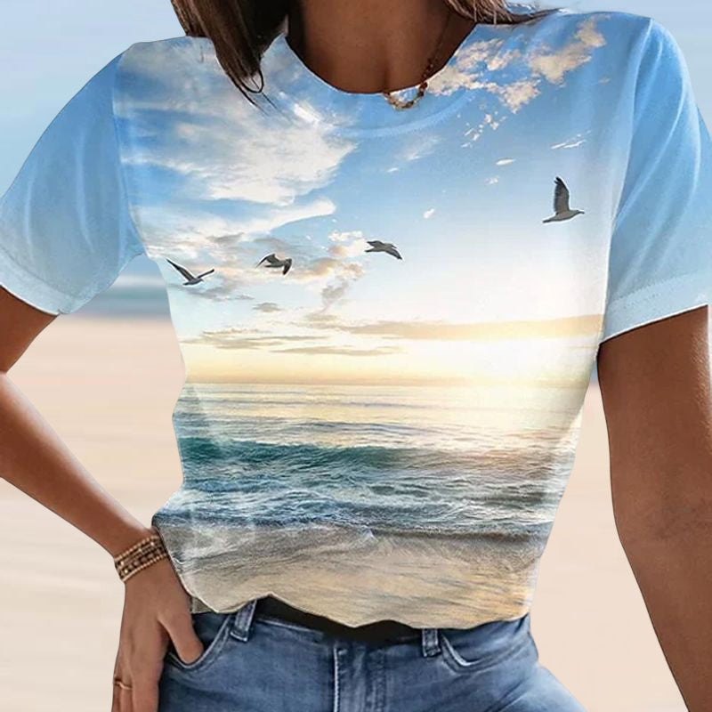 Afslappet 3D-printet Maleri T-shirt (Dame)