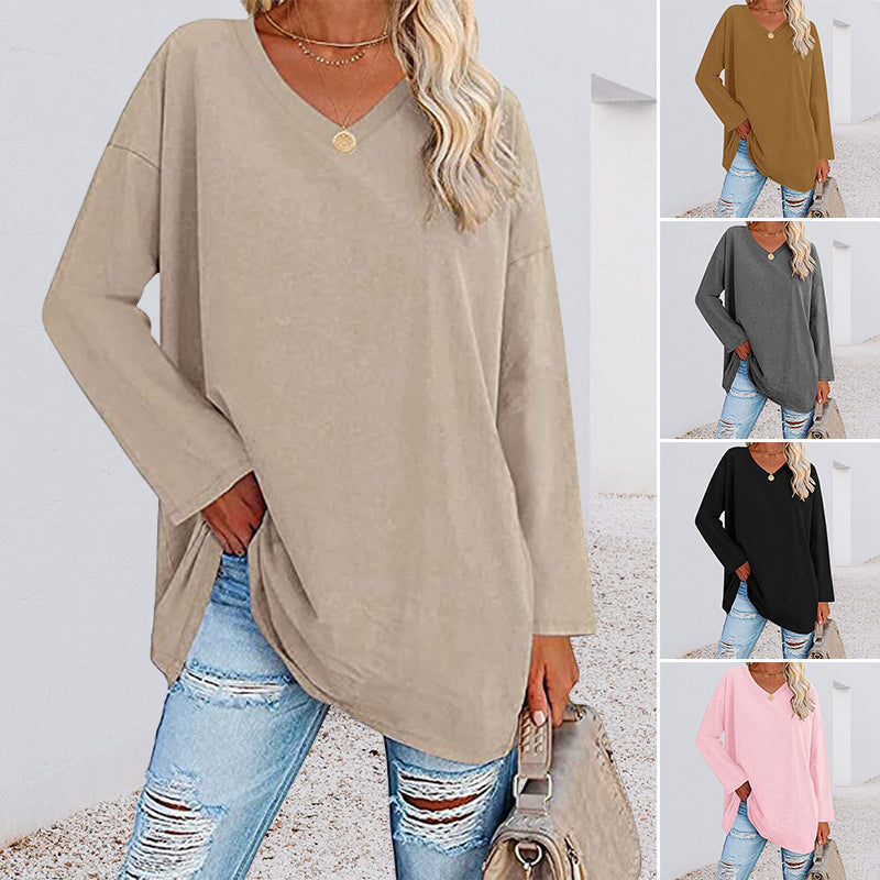 Drop Sleeve Bluse med V-udskæring